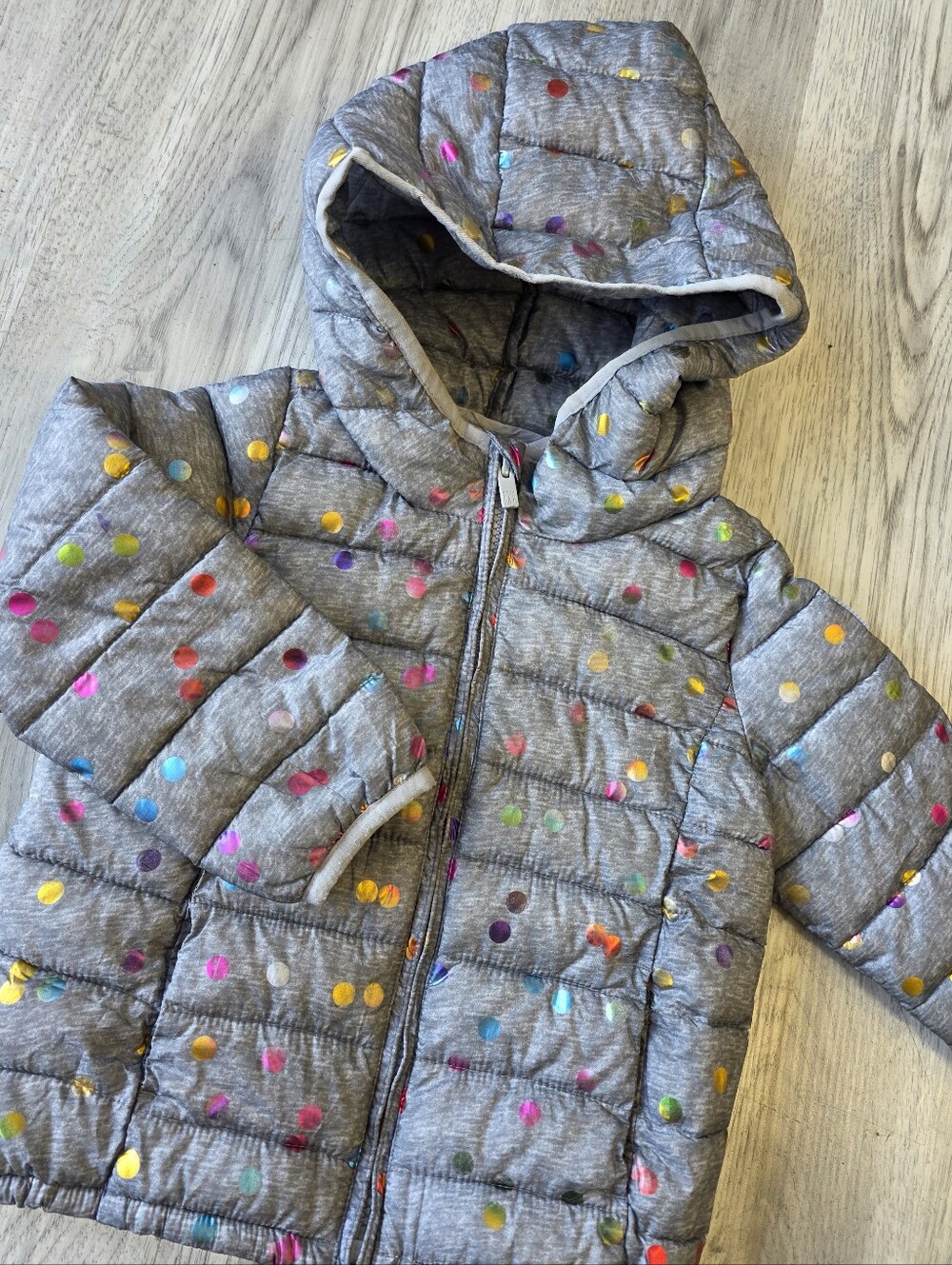 Baby Gap Girls 3T Metallic Polka Dot Hooded Puffer Jacket